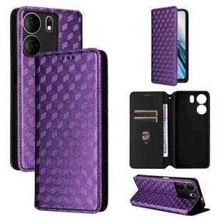 For BLU View 5 Cubic Grid Texture Flip Leather Phone Case(Purple)