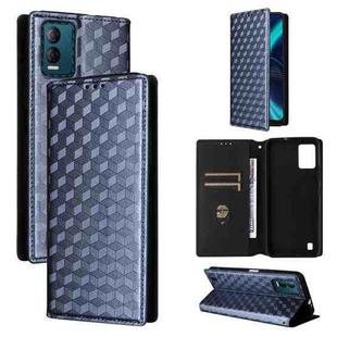 For BLU View Speed 5G Cubic Grid Texture Flip Leather Phone Case(Blue)