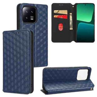 For Xiaomi 13 Cubic Grid Texture Flip Leather Phone Case(Blue)