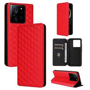 For Xiaomi 13T 5G / 13T Pro 5G Cubic Grid Texture Flip Leather Phone Case(Red)