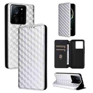For Xiaomi 13T 5G / 13T Pro 5G Cubic Grid Texture Flip Leather Phone Case(Silver)