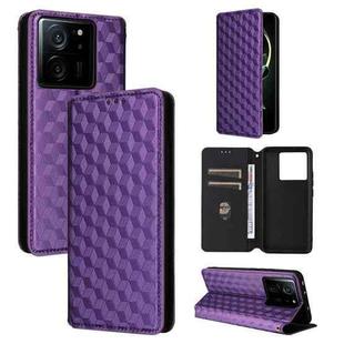 For Xiaomi 13T 5G / 13T Pro 5G Cubic Grid Texture Flip Leather Phone Case(Purple)