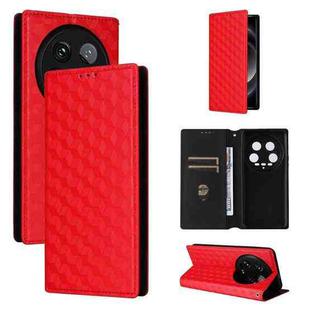 For Xiaomi 14 Ultra Cubic Grid Texture Flip Leather Phone Case(Red)