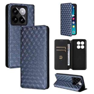 For Xiaomi 14T Pro Cubic Grid Texture Flip Leather Phone Case(Blue)