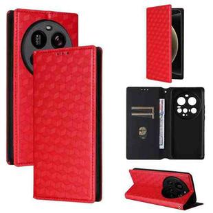 For Xiaomi 15 Ultra Cubic Grid Texture Flip Leather Phone Case(Red)