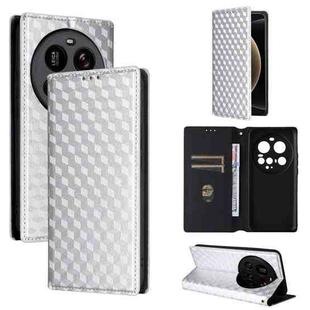 For Xiaomi 15 Ultra Cubic Grid Texture Flip Leather Phone Case(Silver)