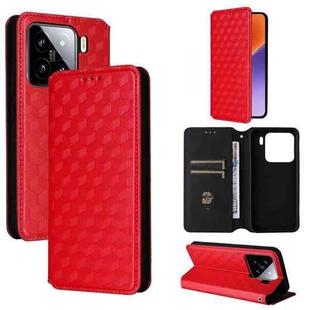 For Xiaomi 15 Cubic Grid Texture Flip Leather Phone Case(Red)