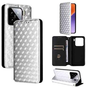 For Xiaomi 15 Cubic Grid Texture Flip Leather Phone Case(Silver)