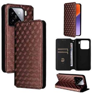 For Xiaomi 15 Cubic Grid Texture Flip Leather Phone Case(Brown)