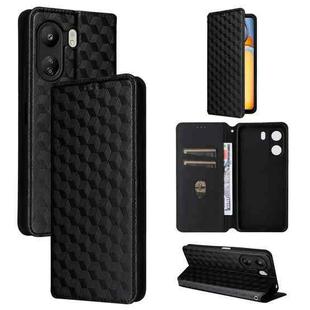 For Xiaomi Poco C65 4G / Redmi 13C 4G Cubic Grid Texture Flip Leather Phone Case(Black)