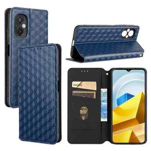 For Xiaomi Poco M5 4G Cubic Grid Texture Flip Leather Phone Case(Blue)