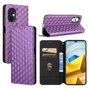 For Xiaomi Poco M5 4G Cubic Grid Texture Flip Leather Phone Case(Purple)