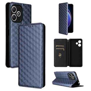 For Xiaomi Poco M6 Pro 5G / Redmi 12 5G Cubic Grid Texture Flip Leather Phone Case(Blue)