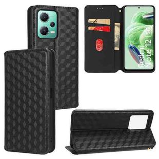 For Xiaomi Poco X5 5G Cubic Grid Texture Flip Leather Phone Case(Black)
