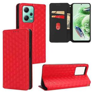 For Xiaomi Poco X5 5G Cubic Grid Texture Flip Leather Phone Case(Red)