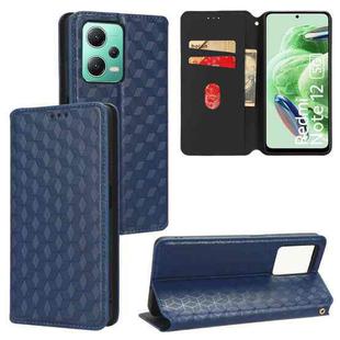 For Xiaomi Poco X5 5G Cubic Grid Texture Flip Leather Phone Case(Blue)