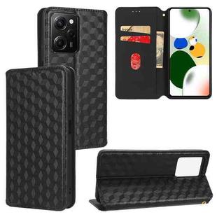 For Xiaomi Poco X5 Pro 5G Cubic Grid Texture Flip Leather Phone Case(Black)