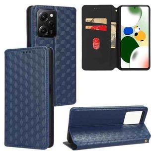 For Xiaomi Poco X5 Pro 5G Cubic Grid Texture Flip Leather Phone Case(Blue)