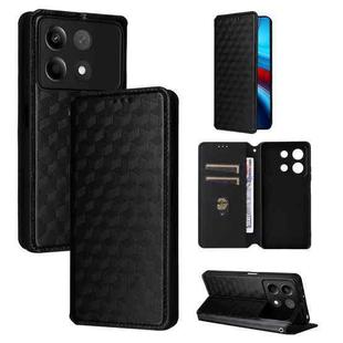 For Xiaomi Poco X6 Neo 5G Cubic Grid Texture Flip Leather Phone Case(Black)