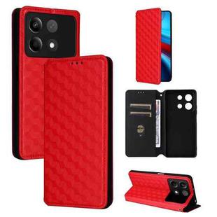 For Xiaomi Poco X6 Neo 5G Cubic Grid Texture Flip Leather Phone Case(Red)