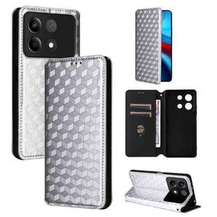 For Xiaomi Poco X6 Neo 5G Cubic Grid Texture Flip Leather Phone Case(Silver)