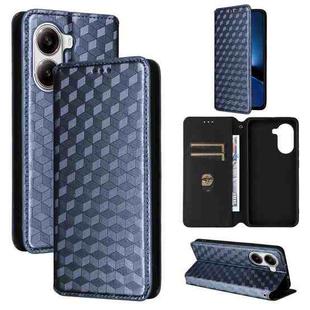 For Xiaomi Poco X7 Pro 5G / Redmi Turbo 4 5G Cubic Grid Texture Flip Leather Phone Case(Blue)