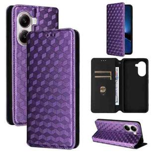 For Xiaomi Poco X7 Pro 5G / Redmi Turbo 4 5G Cubic Grid Texture Flip Leather Phone Case(Purple)
