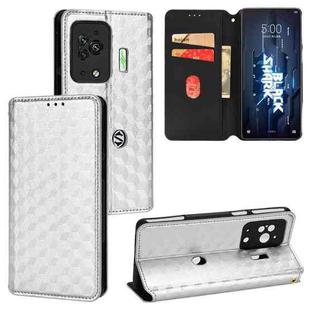 For Xiaomi Black Shark 5 Pro Cubic Grid Texture Flip Leather Phone Case(Silver)