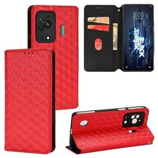 For Xiaomi Black Shark 5 Cubic Grid Texture Flip Leather Phone Case(Red)