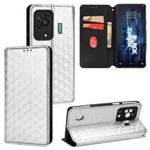 For Xiaomi Black Shark 5 Cubic Grid Texture Flip Leather Phone Case(Silver)