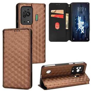 For Xiaomi Black Shark 5 Cubic Grid Texture Flip Leather Phone Case(Brown)