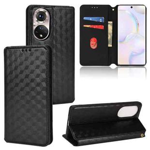 For Honor 50 Cubic Grid Texture Flip Leather Phone Case(Black)