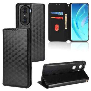 For Honor 60 Cubic Grid Texture Flip Leather Phone Case(Black)