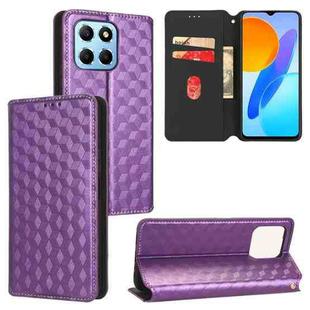 For Honor 70 Lite / X6 4G / X8 5G Cubic Grid Texture Flip Leather Phone Case(Purple)