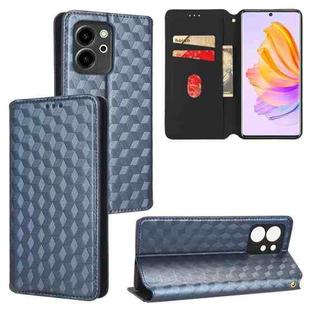 For Honor 80 SE 5G Cubic Grid Texture Flip Leather Phone Case(Blue)