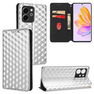 For Honor 80 SE 5G Cubic Grid Texture Flip Leather Phone Case(Silver)