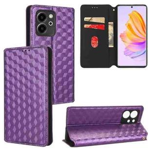 For Honor 80 SE 5G Cubic Grid Texture Flip Leather Phone Case(Purple)