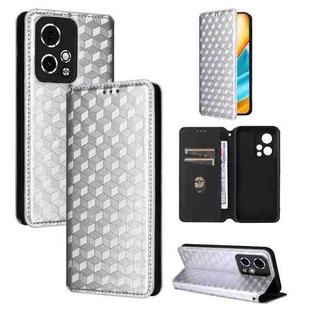 For Honor 90 GT 5G Cubic Grid Texture Flip Leather Phone Case(Silver)
