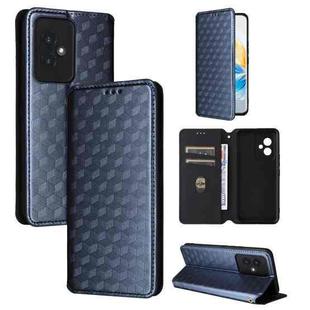 For Honor 100 5G Cubic Grid Texture Flip Leather Phone Case(Blue)