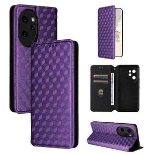 For Honor 100 Pro 5G Cubic Grid Texture Flip Leather Phone Case(Purple)