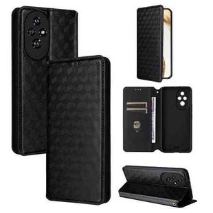 For Honor 200 5G Cubic Grid Texture Flip Leather Phone Case(Black)