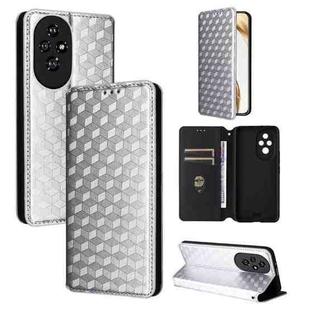 For Honor 200 5G Cubic Grid Texture Flip Leather Phone Case(Silver)