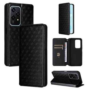 For Honor 200 Lite 5G Global Cubic Grid Texture Flip Leather Phone Case(Black)