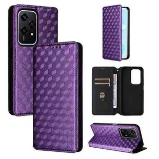 For Honor 200 Lite 5G Global Cubic Grid Texture Flip Leather Phone Case(Purple)