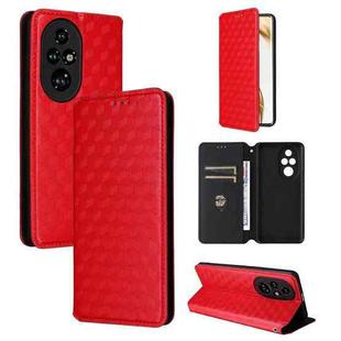 For Honor 200 Pro 5G Cubic Grid Texture Flip Leather Phone Case(Red)