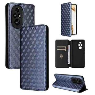 For Honor 200 Pro 5G Cubic Grid Texture Flip Leather Phone Case(Blue)