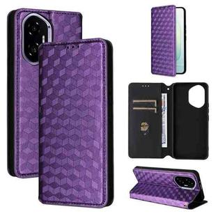 For Honor 300 5G Cubic Grid Texture Flip Leather Phone Case(Purple)