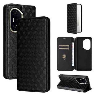 For Honor 300 Pro 5G Cubic Grid Texture Flip Leather Phone Case(Black)