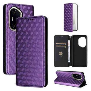 For Honor 300 Pro 5G Cubic Grid Texture Flip Leather Phone Case(Purple)