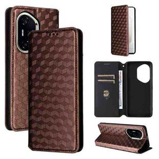 For Honor 300 Pro 5G Cubic Grid Texture Flip Leather Phone Case(Brown)
